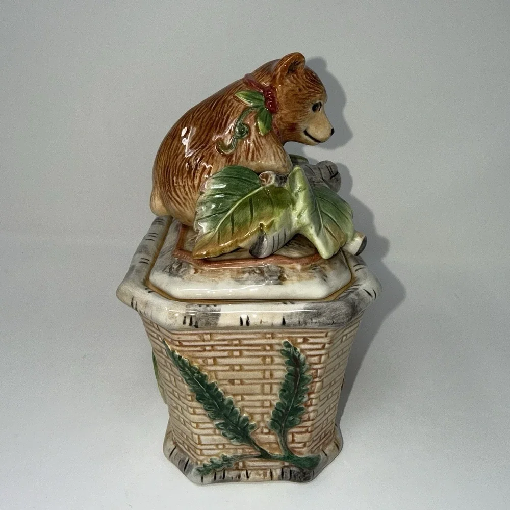 Brown Bear Cub Fitz & Floyd Classics High Sierra Trinket Box w/ Lid NEW Retired